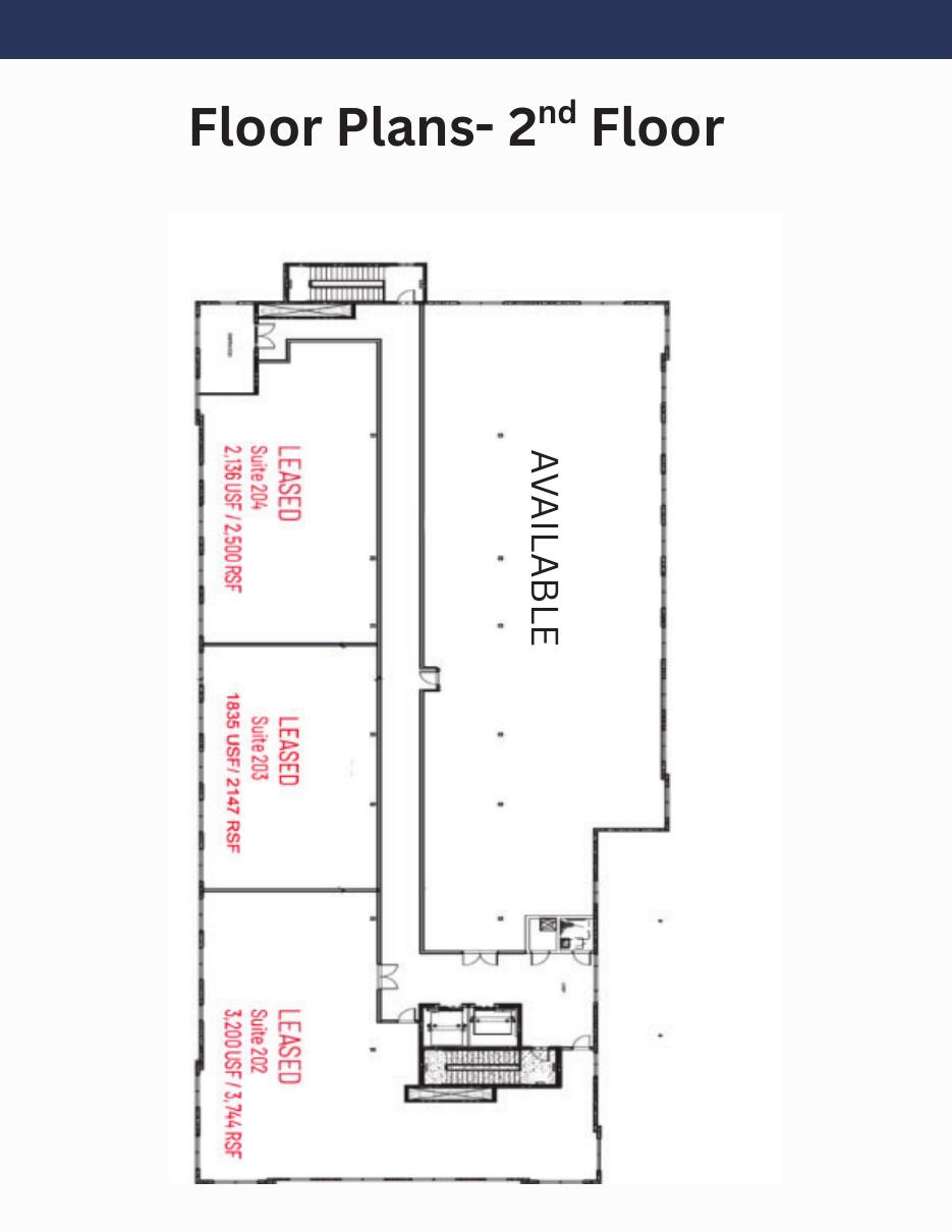 Second floor availability plan for Sarasota MOB at 2851 Height Street